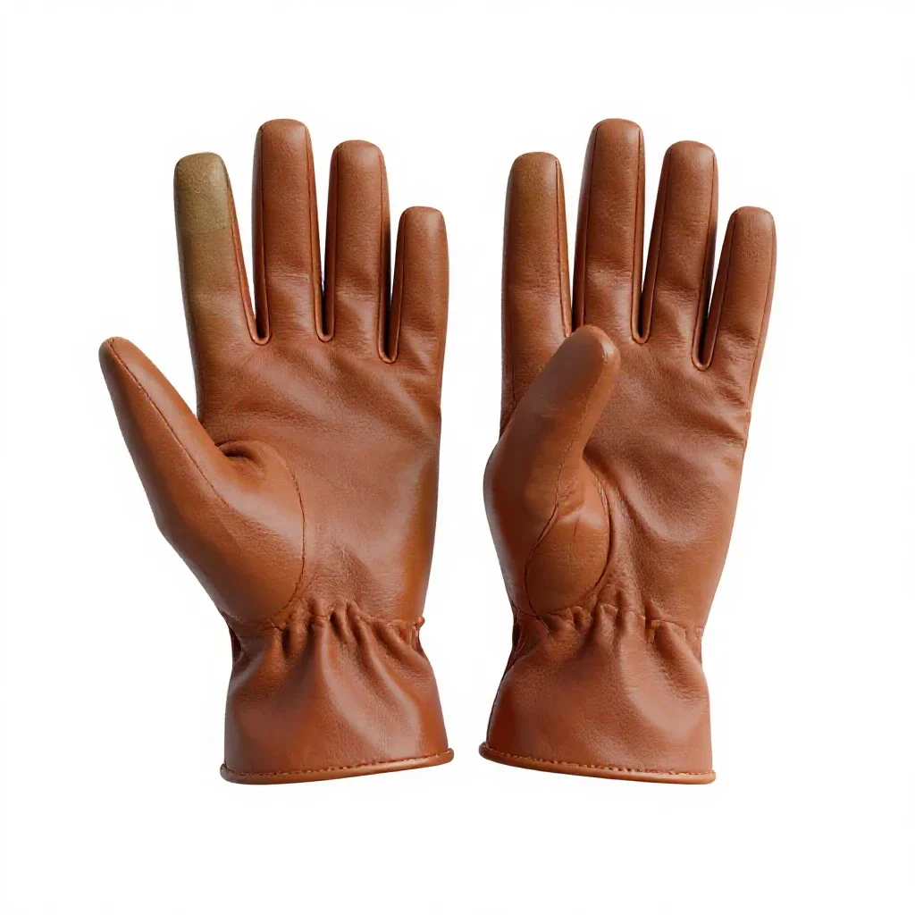 Pair of leather gloves isolated on a white background