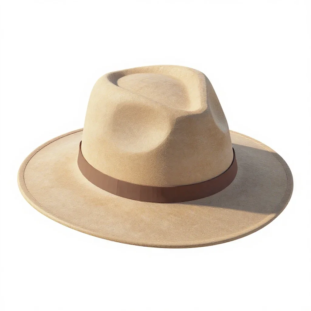 Wide-brim felt hat isolated on a white background