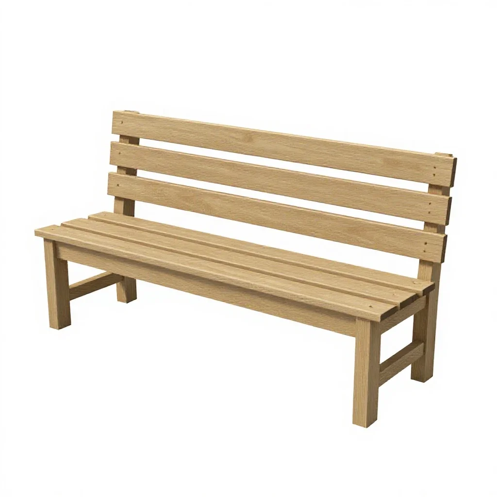 Garden bench with slats isolated on a white background
