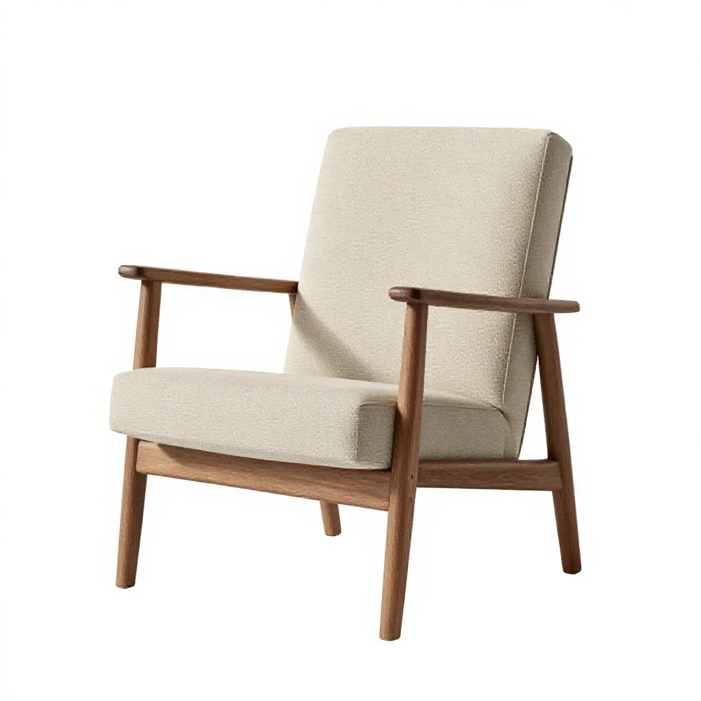 Mid-century lounge chair isolated on a white background