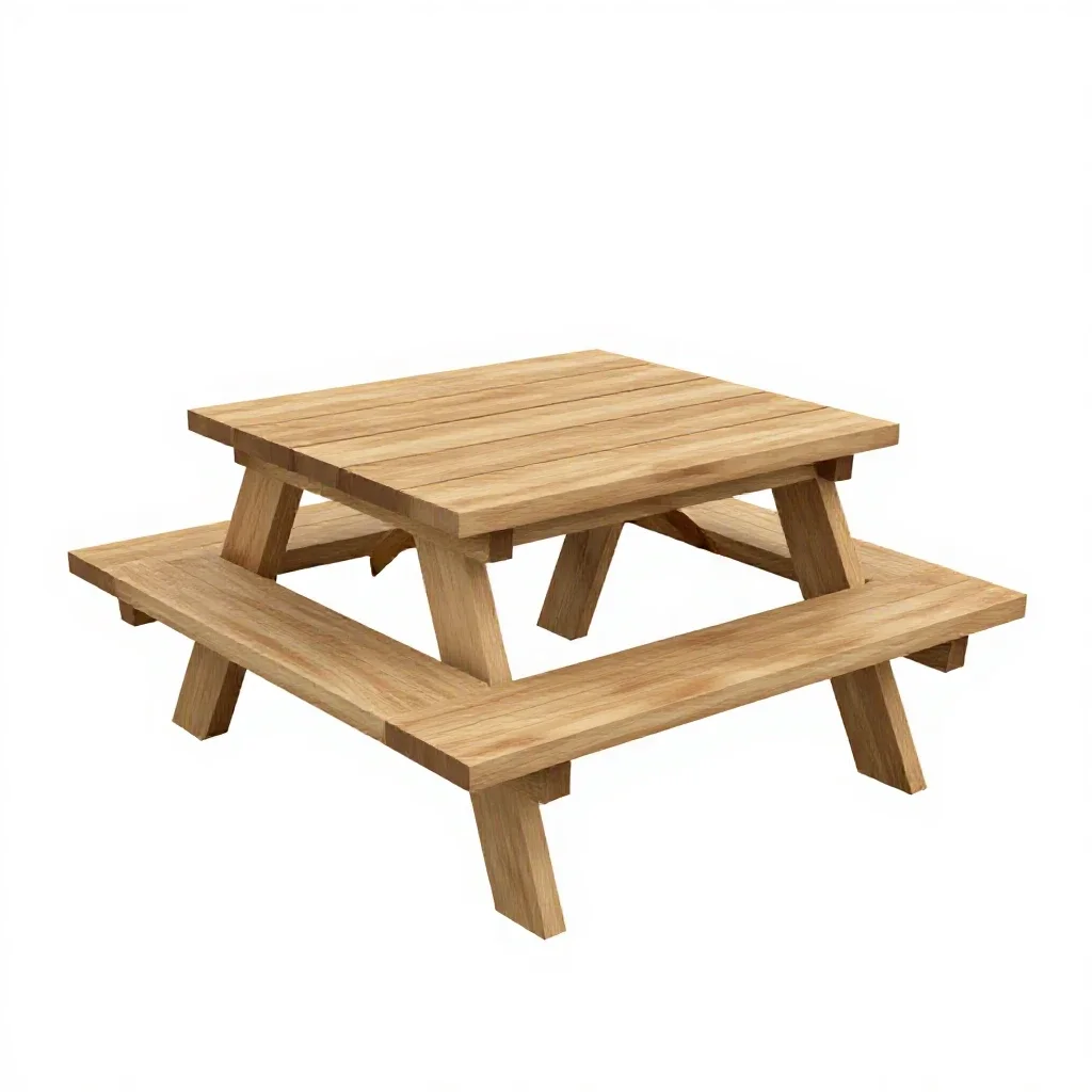 Picnic table isolated on a white background