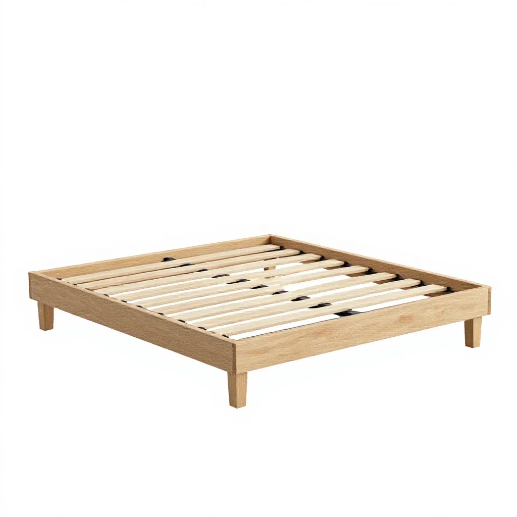 Platform bed frame isolated on a white background