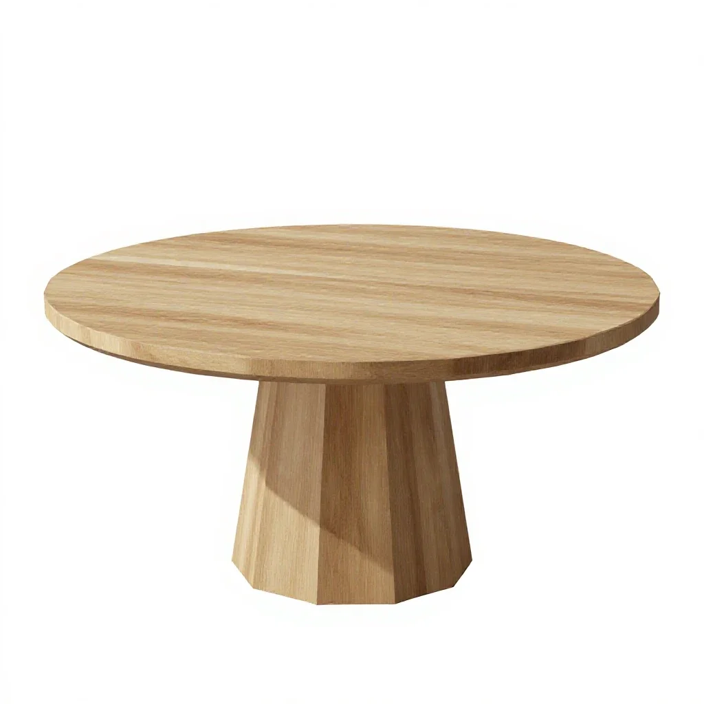 Round pedestal dining table isolated on a white background