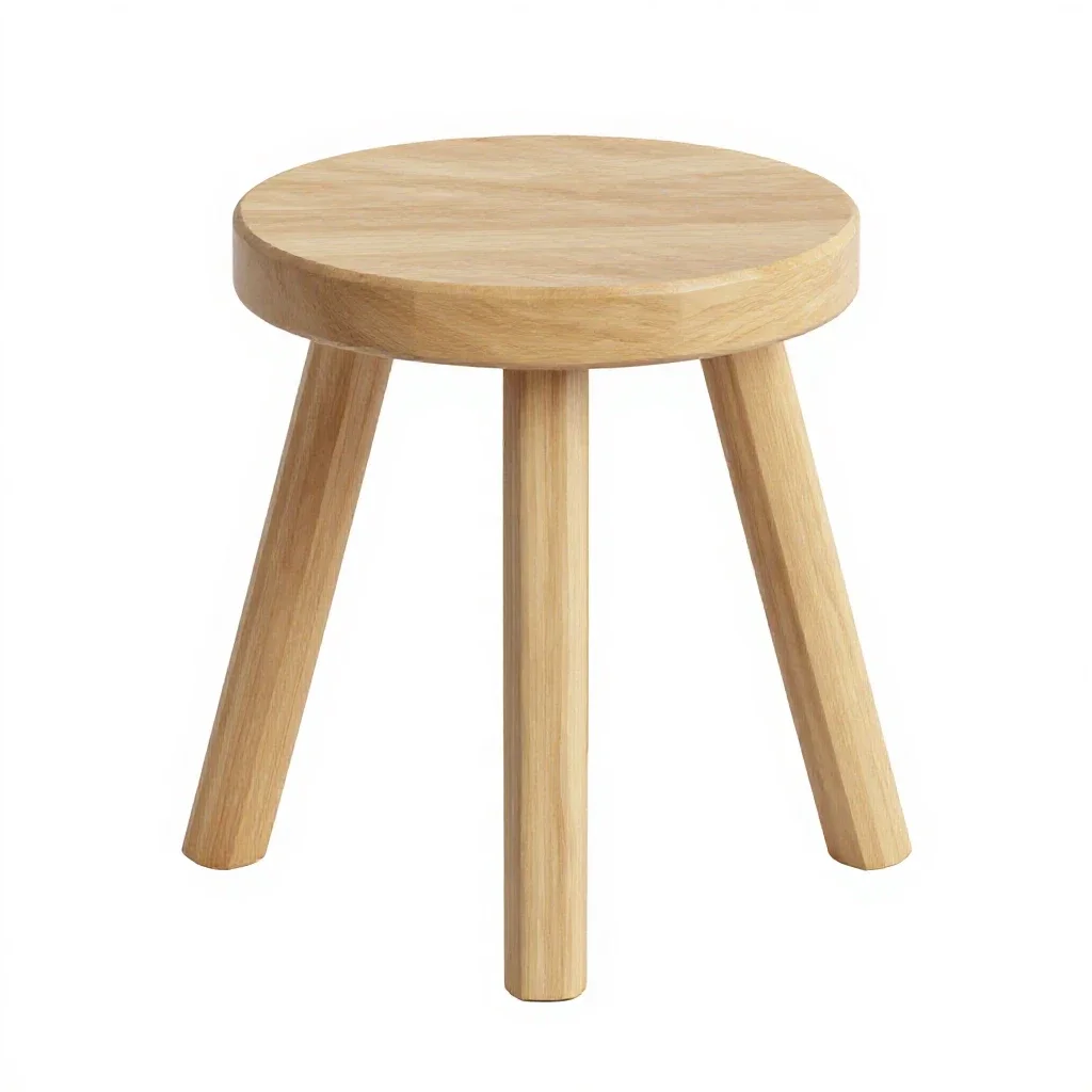 Three-legged stool isolated on a white background