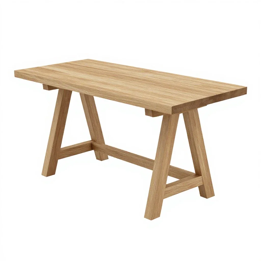 Trestle table isolated on a white background