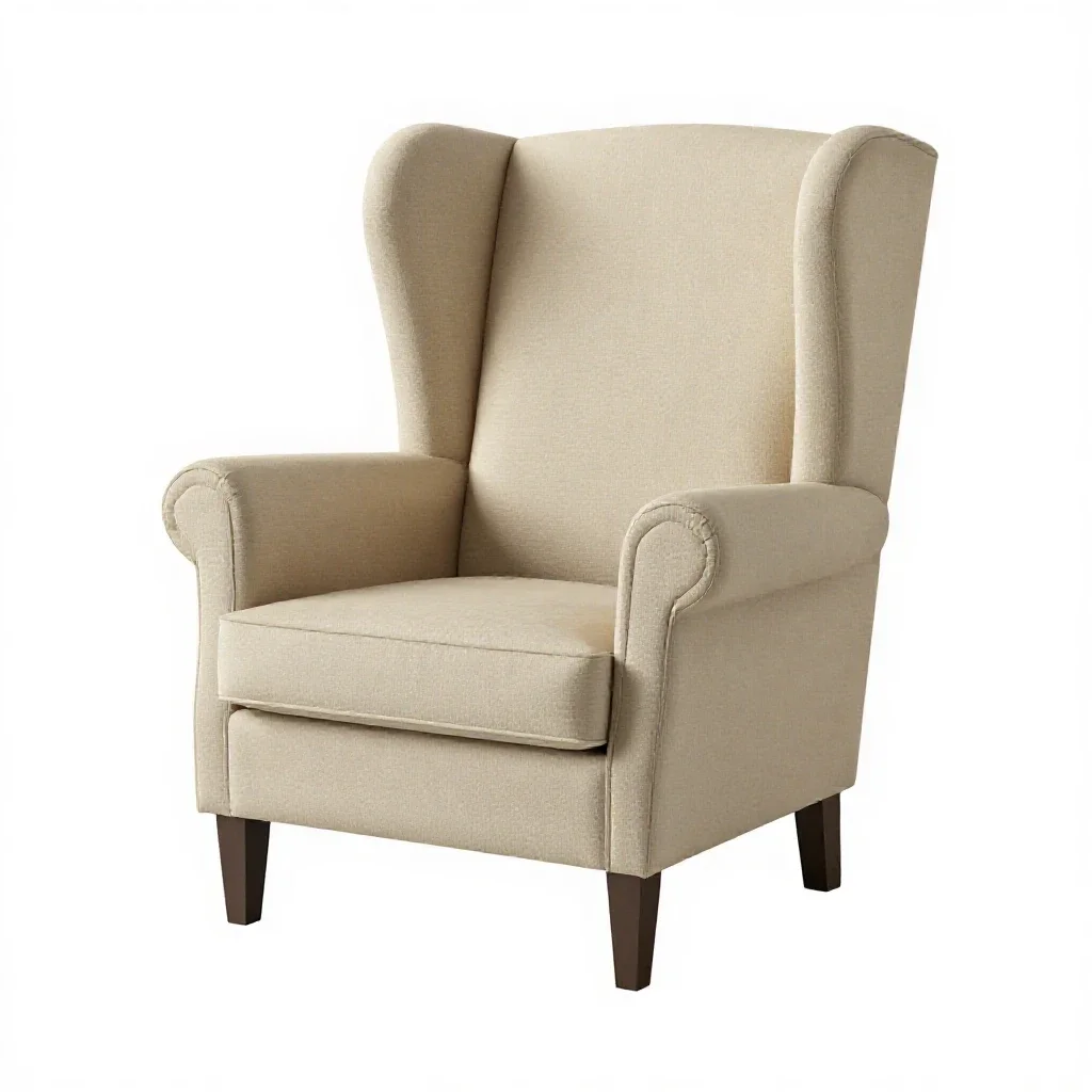 Wingback armchair isolated on a white background