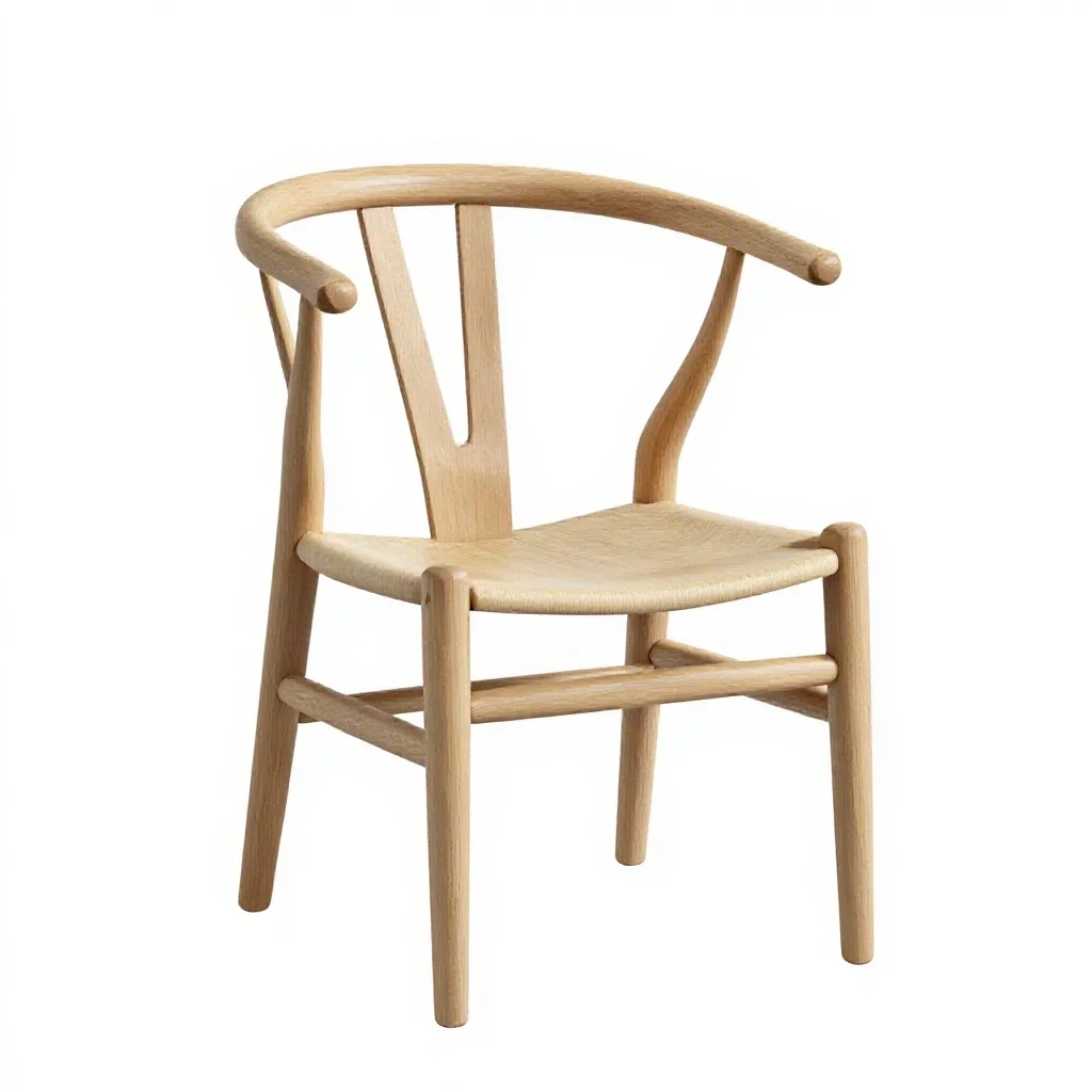 Wishbone dining chair isolated on a white background