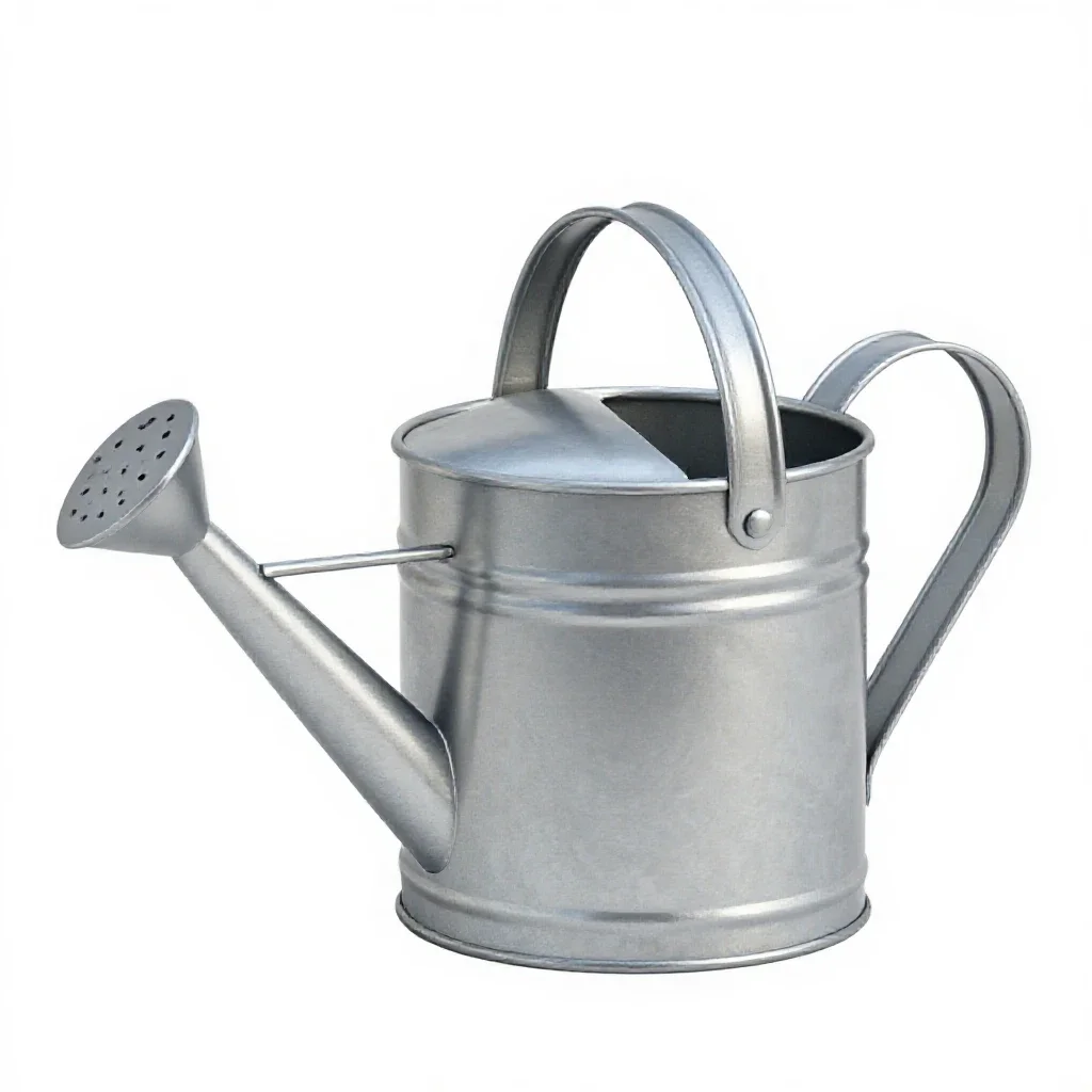 Galvanised watering can isolated on a white background