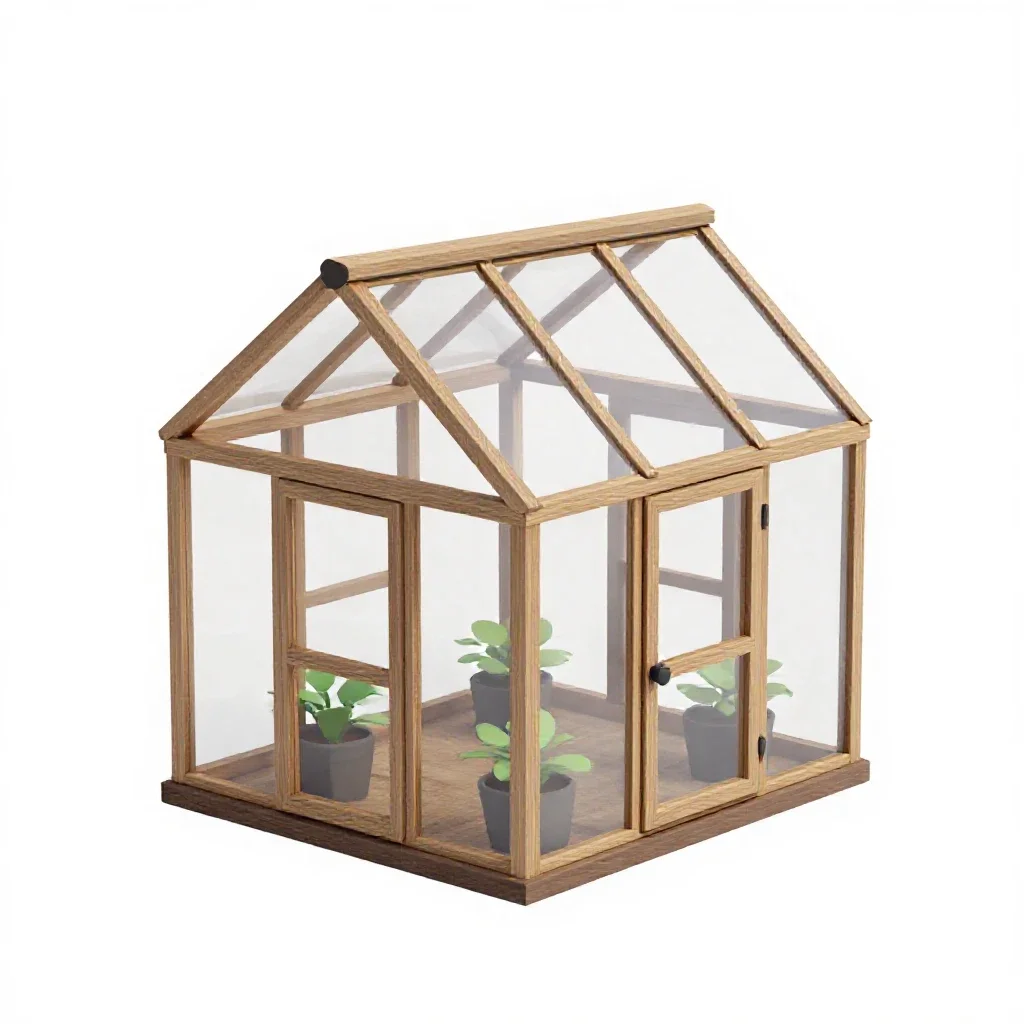 Mini greenhouse isolated on a white background
