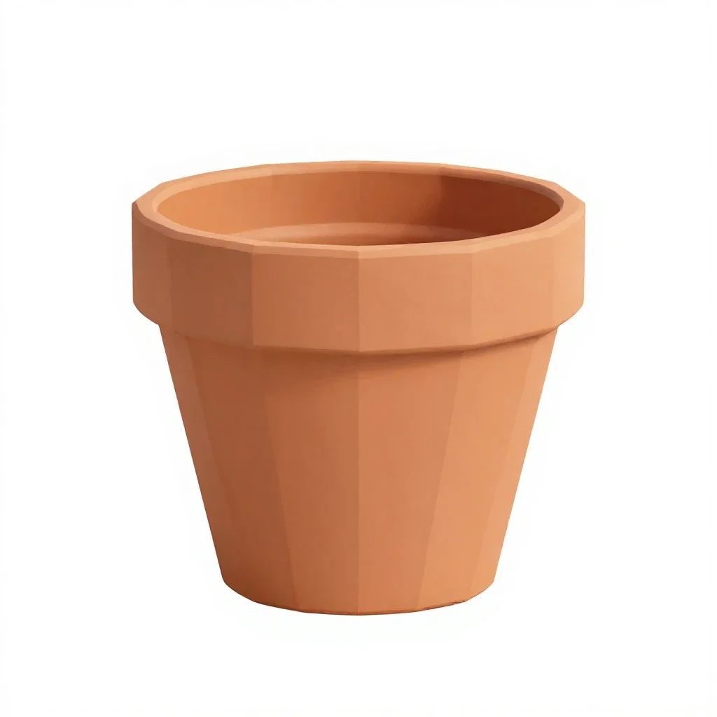 Terracotta plant pot isolated on a white background