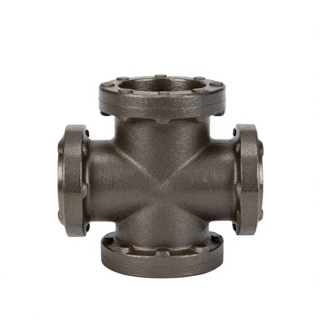Cast iron pipe flange isolated on a white background