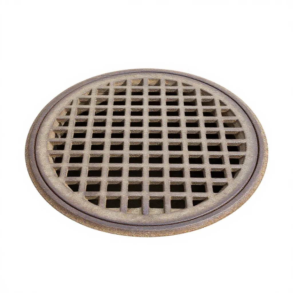 Manhole cover isolated on a white background