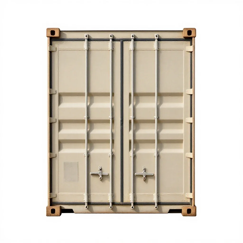 Shipping container door isolated on a white background