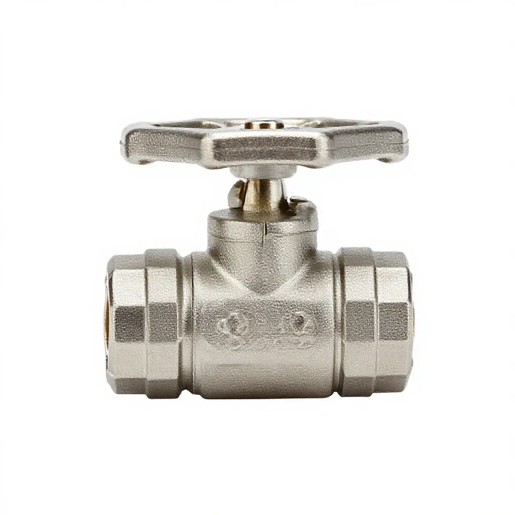 Stainless ball valve isolated on a white background