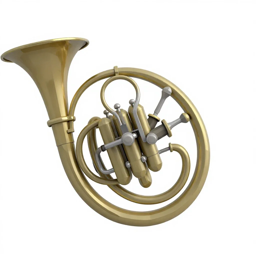 French horn isolated on a white background