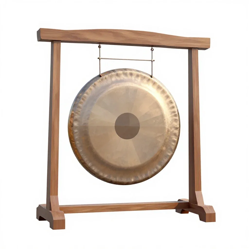 Gong on a stand isolated on a white background