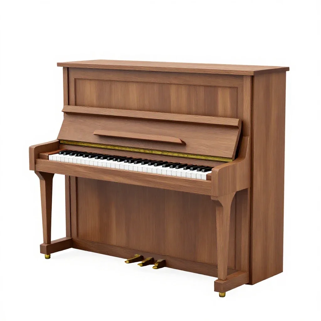 Upright piano isolated on a white background