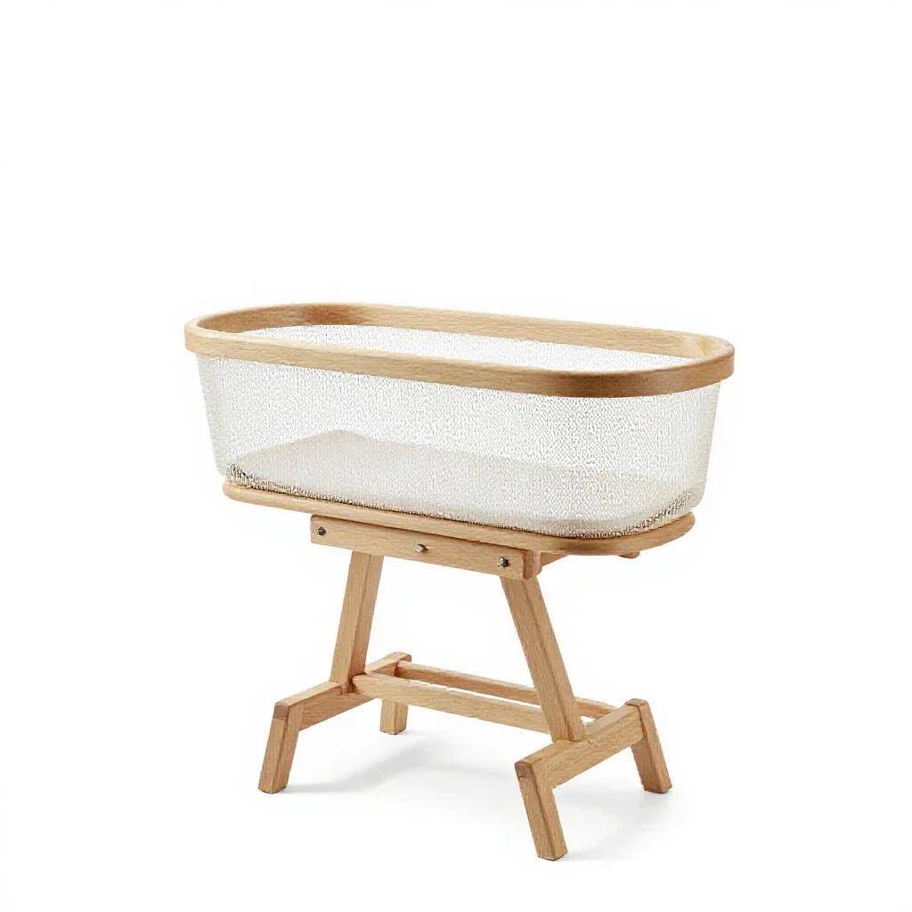 Bassinet on a stand isolated on a white background