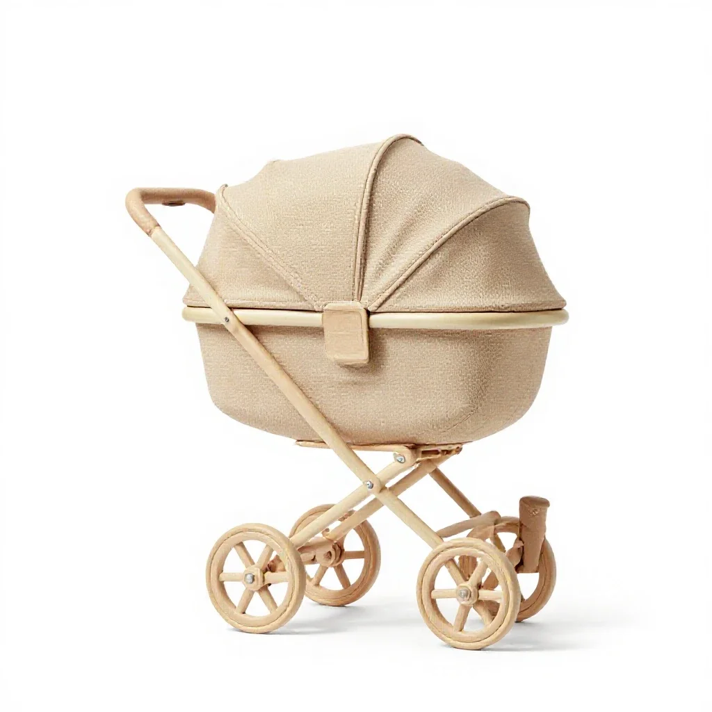 Dolls pram isolated on a white background