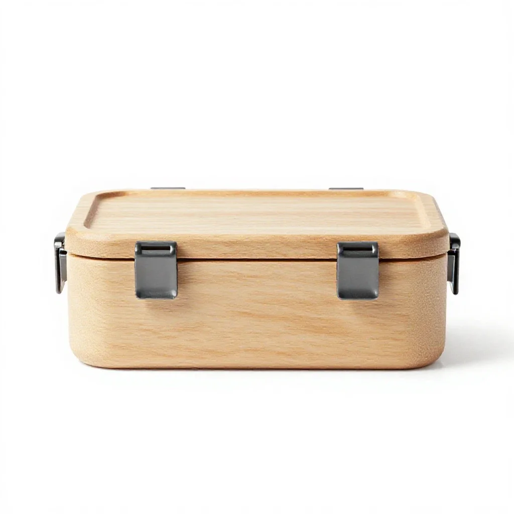 Lunch box with clips isolated on a white background