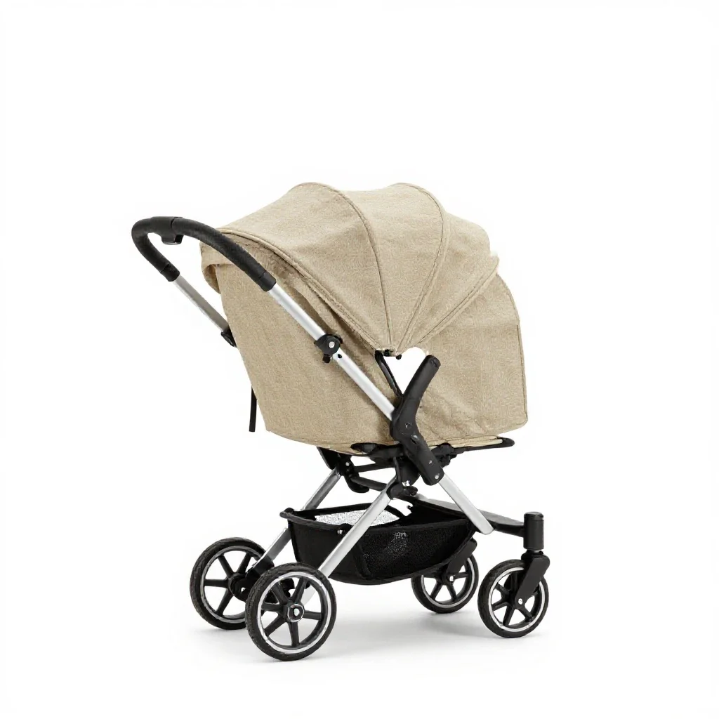 Pram with a canopy isolated on a white background