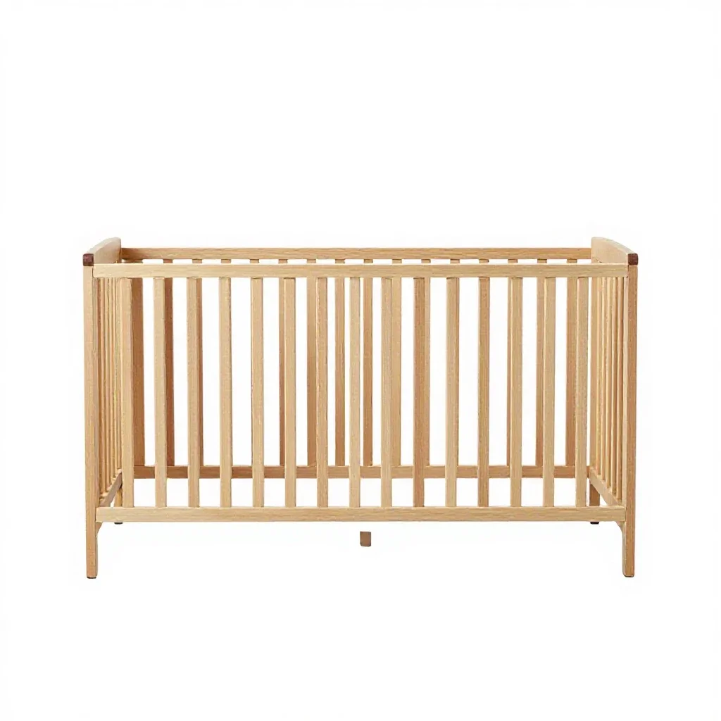 Wooden crib isolated on a white background
