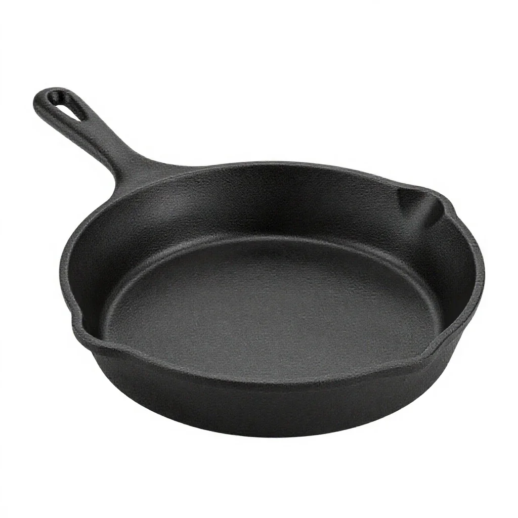Cast iron skillet isolated on a white background
