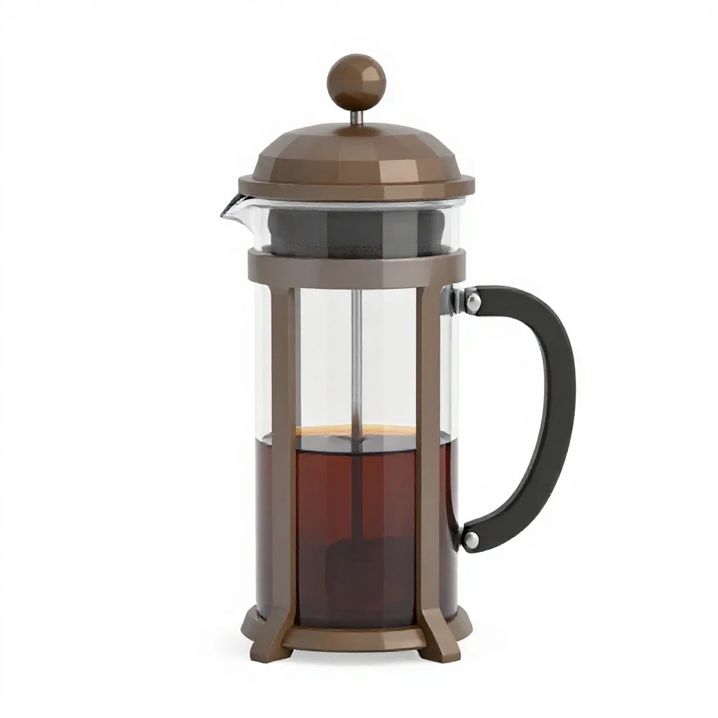 French press coffee maker isolated on a white background
