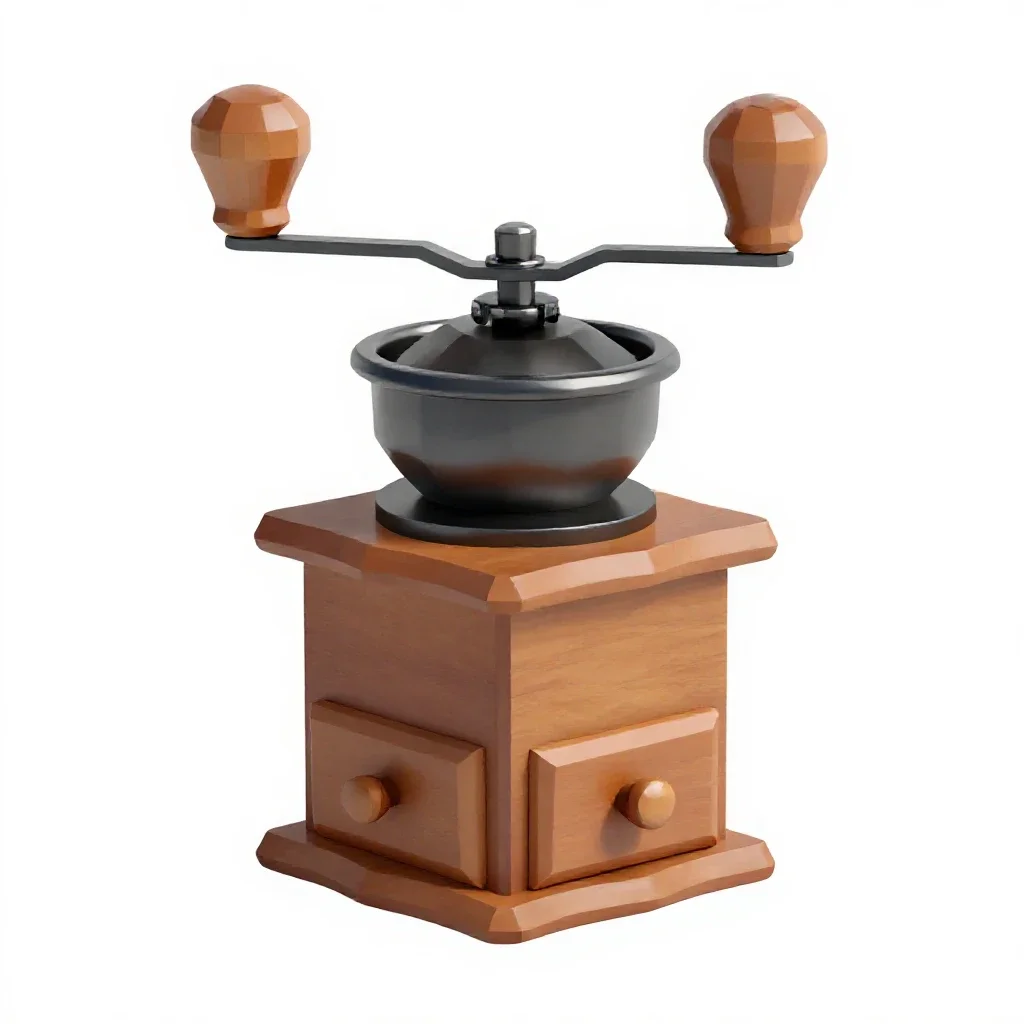 Hand-crank coffee grinder isolated on a white background