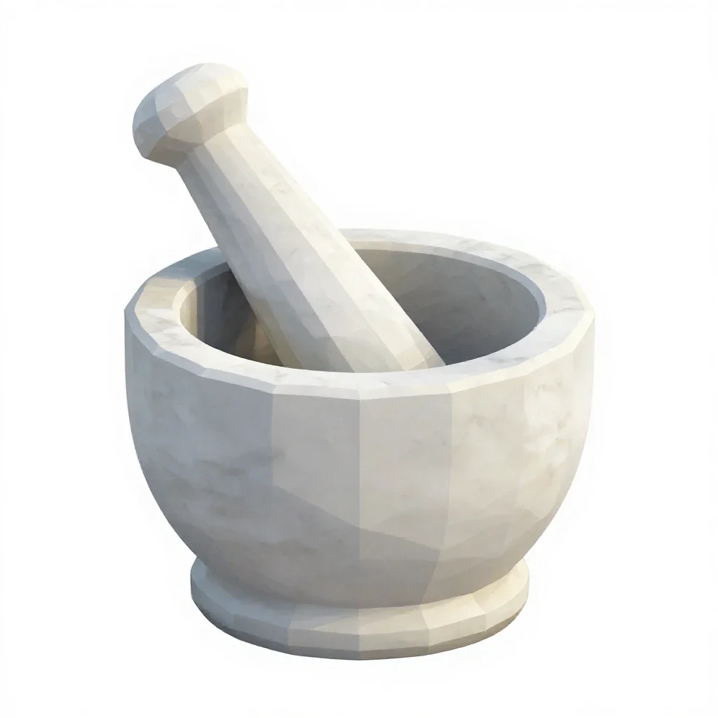 Marble mortar and pestle isolated on a white background