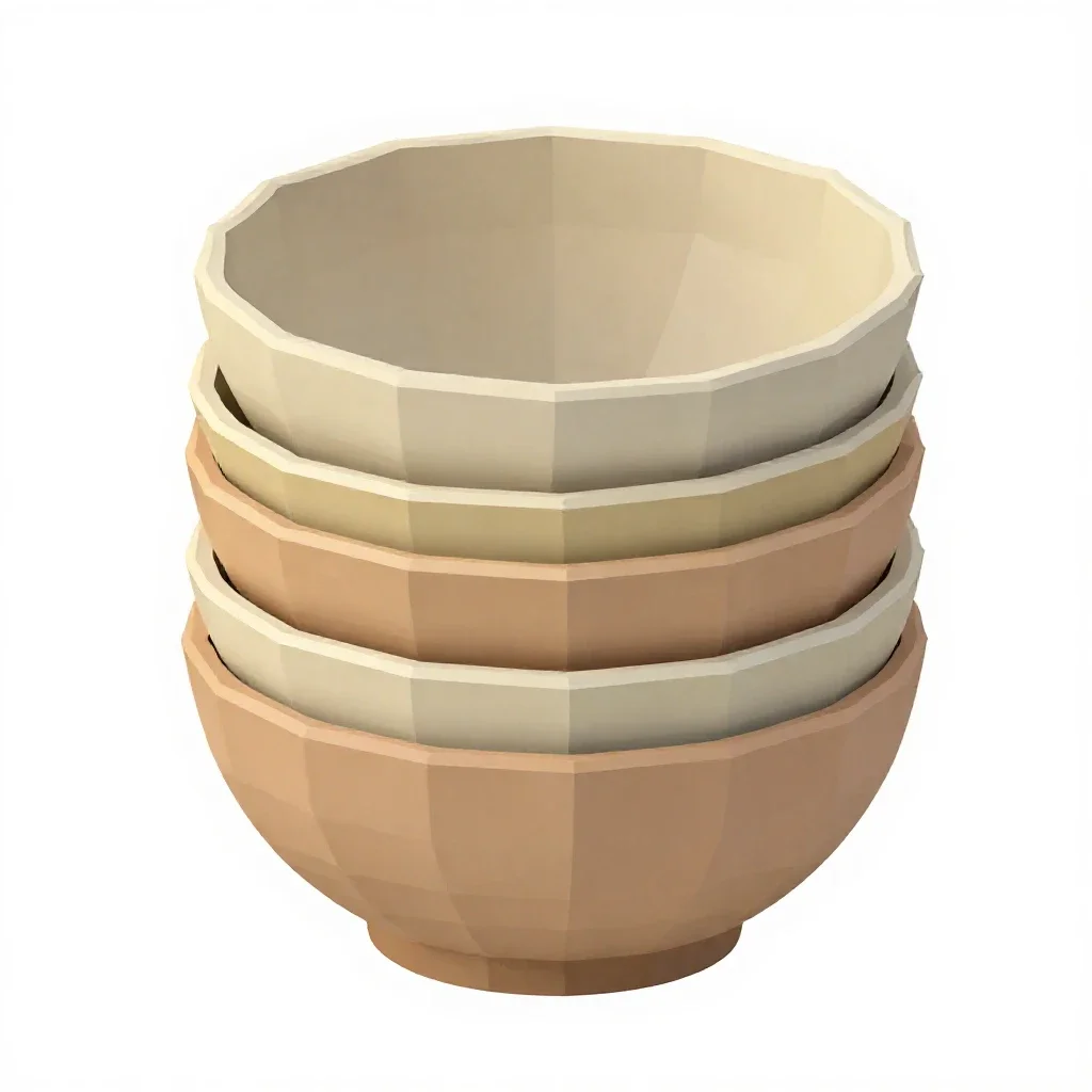 Stack of nesting mixing bowls isolated on a white background