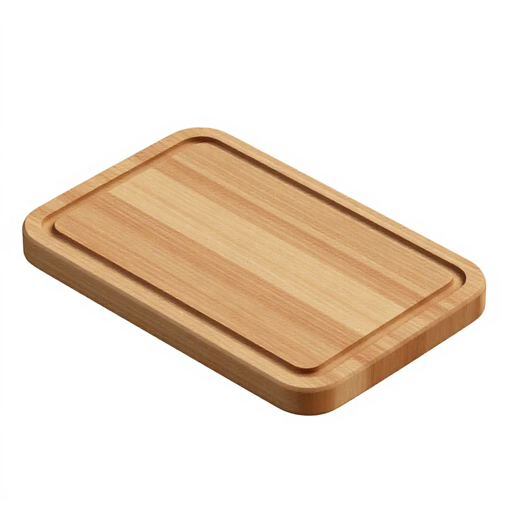 Wooden cutting board with a juice groove isolated on a white background