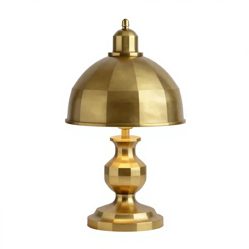 Brass banker's lamp isolated on a white background