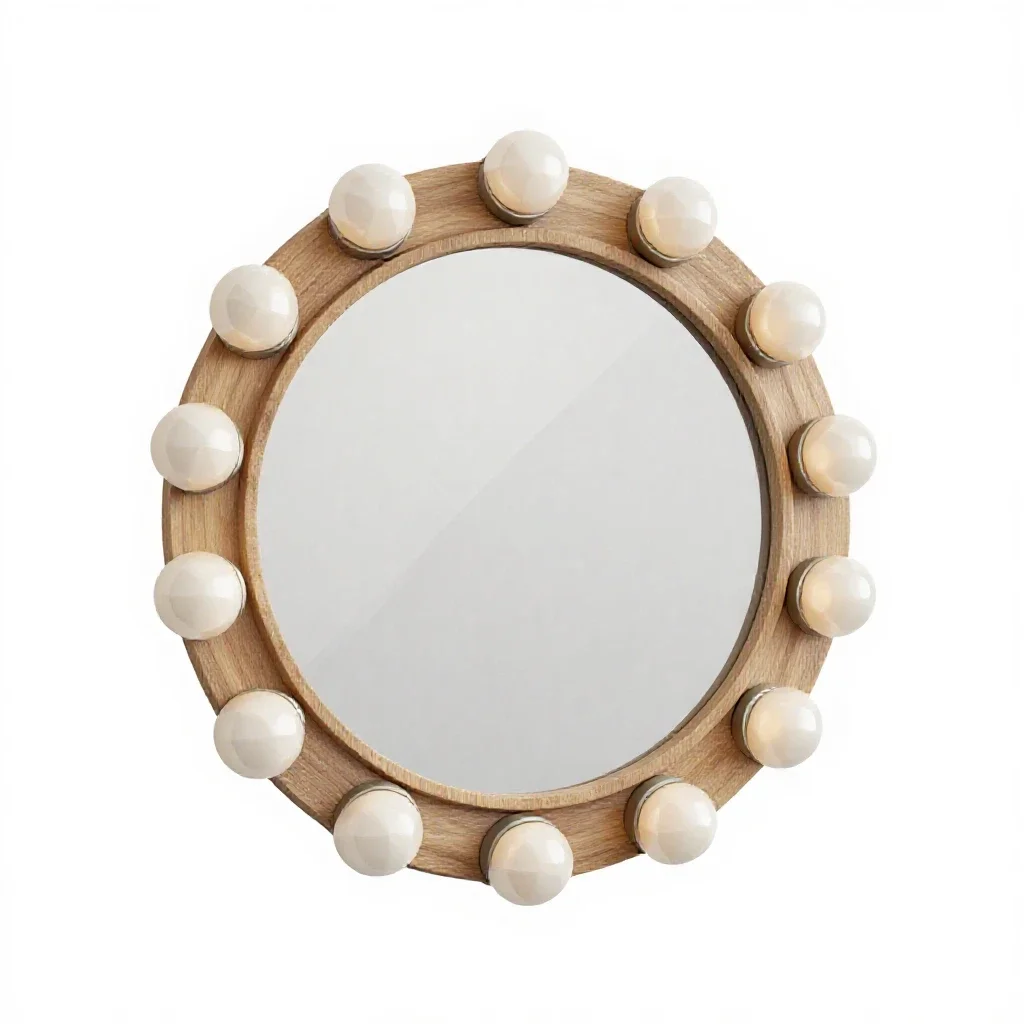 Mirror with bulb surround isolated on a white background