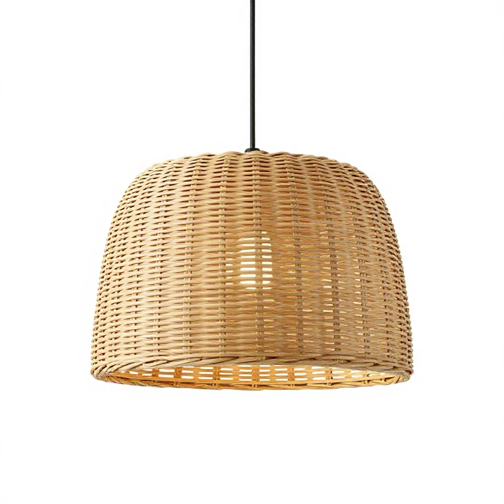 Rattan pendant shade isolated on a white background