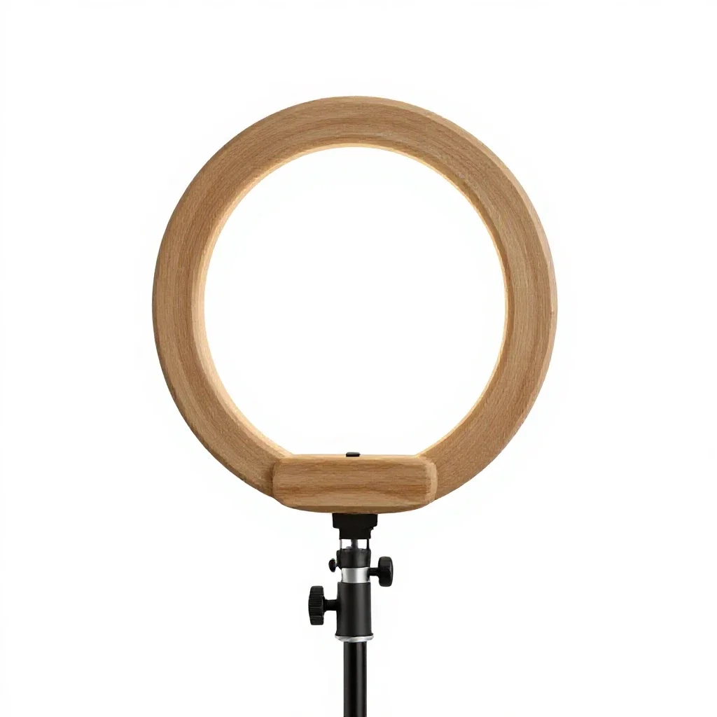 Ring light on a stand isolated on a white background