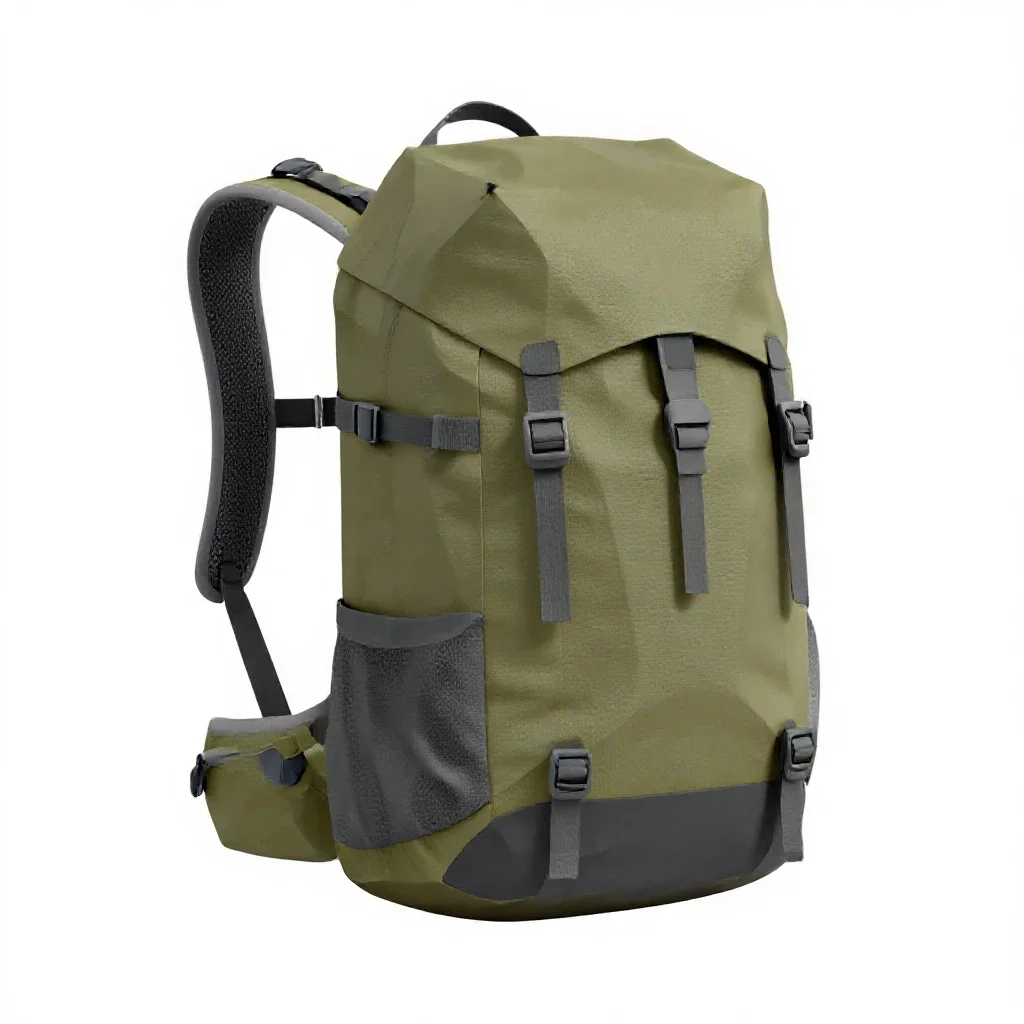 Camping backpack isolated on a white background