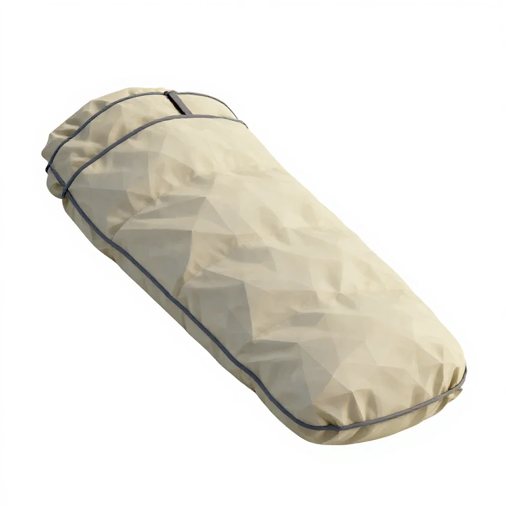 Sleeping bag rolled up isolated on a white background
