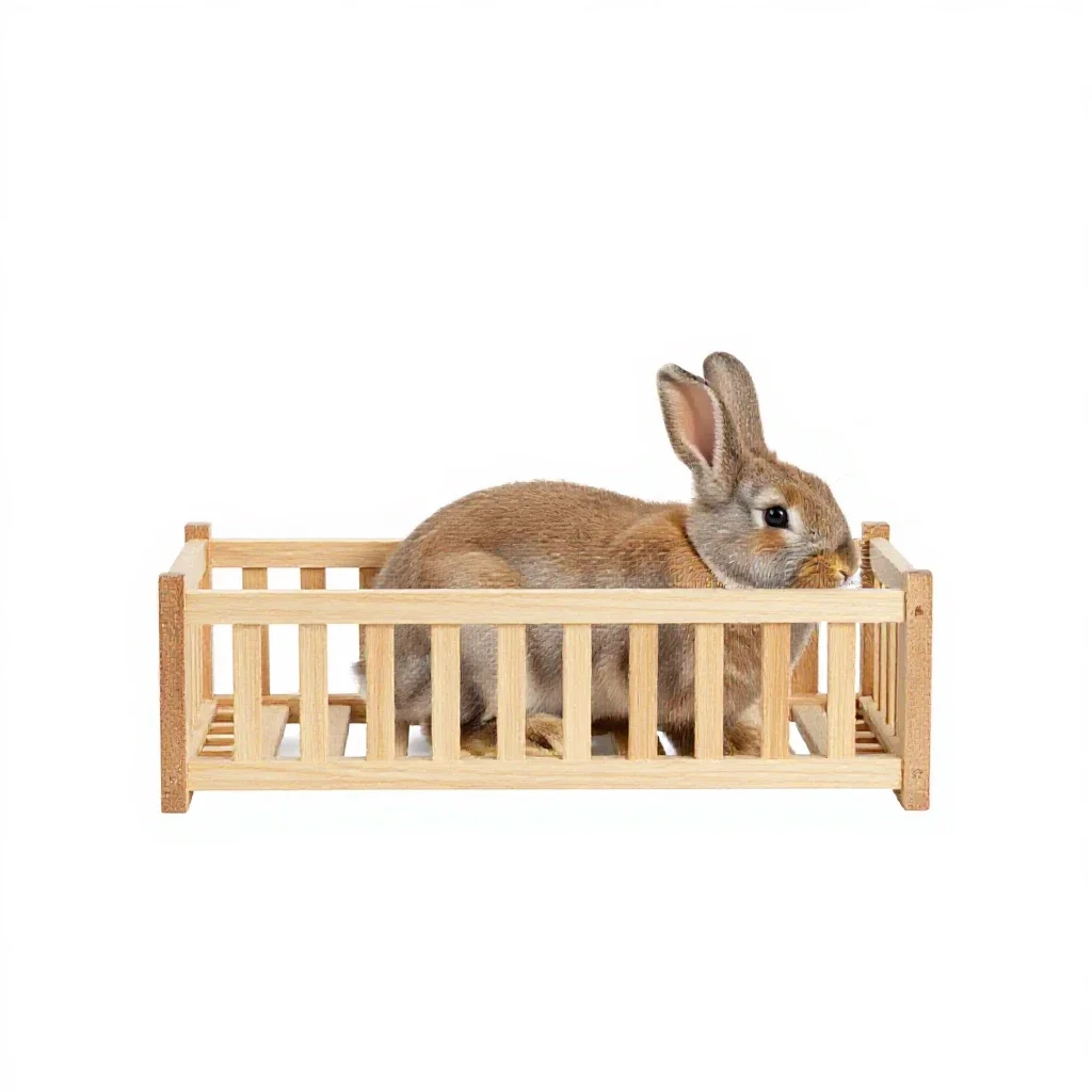 Hay rack for rabbits isolated on a white background