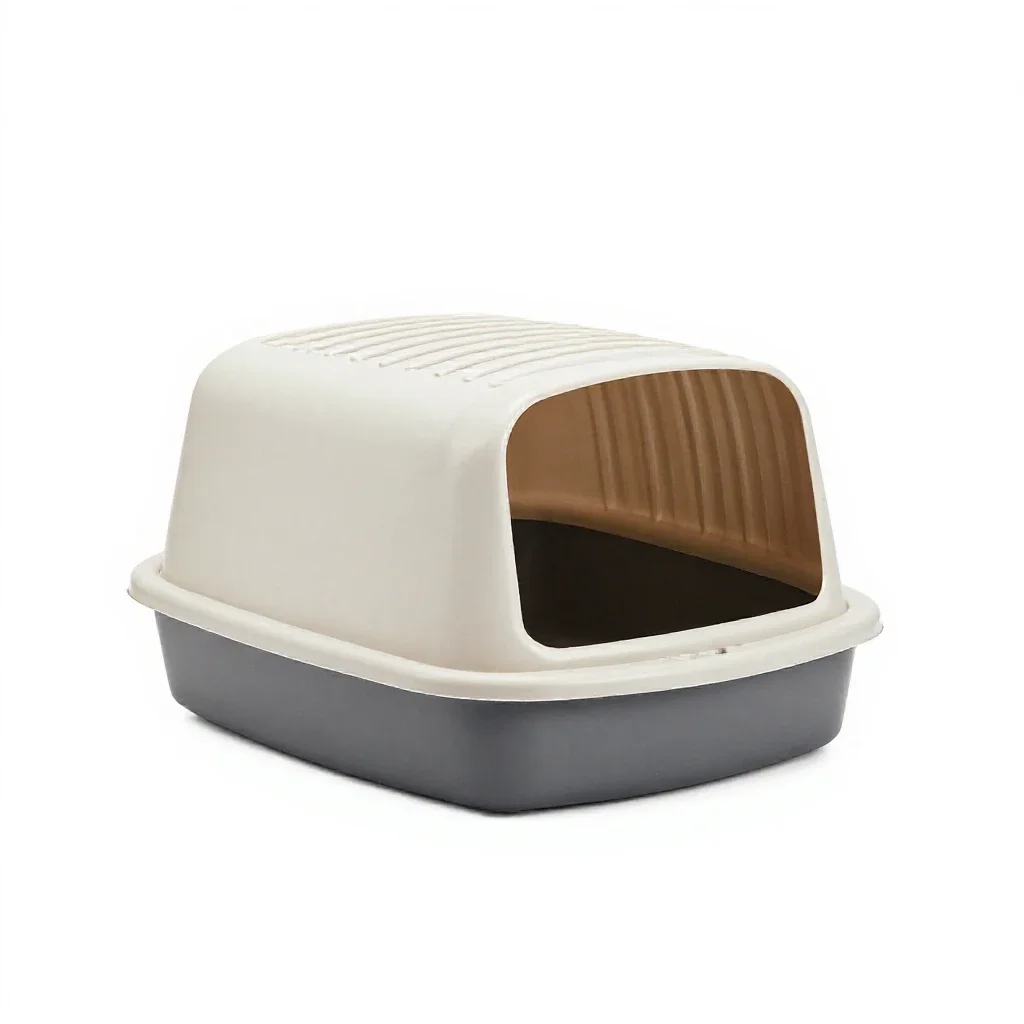 Litter box with a hood isolated on a white background