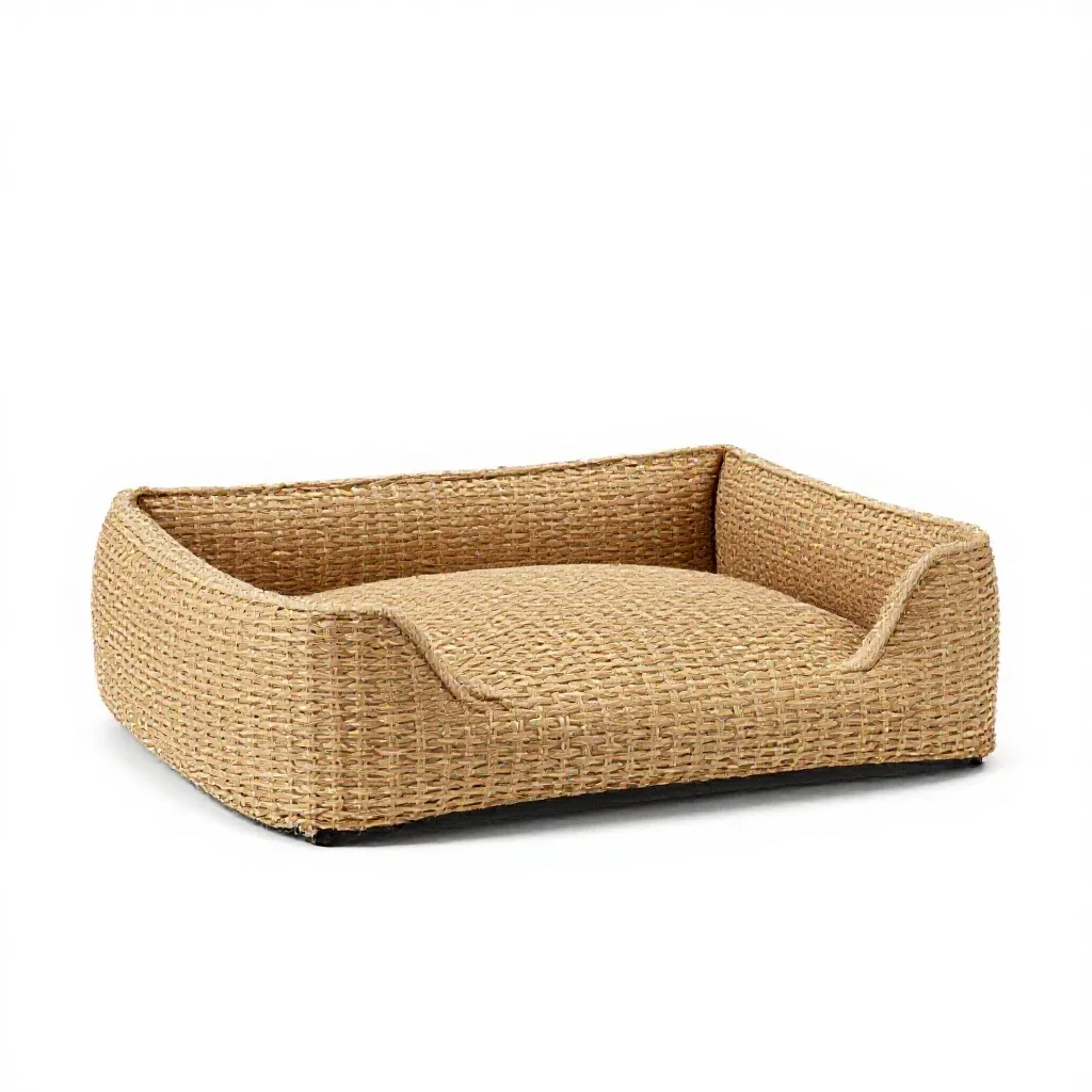 Woven dog bed isolated on a white background