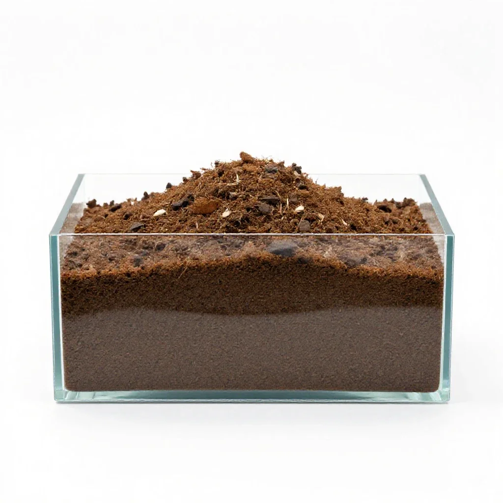 Aquarium with a planted substrate isolated on a white background