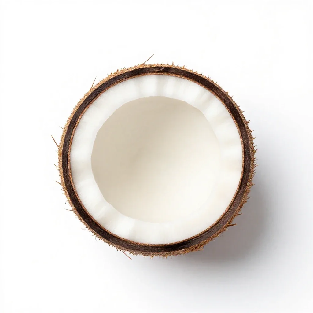 Coconut cracked open isolated on a white background