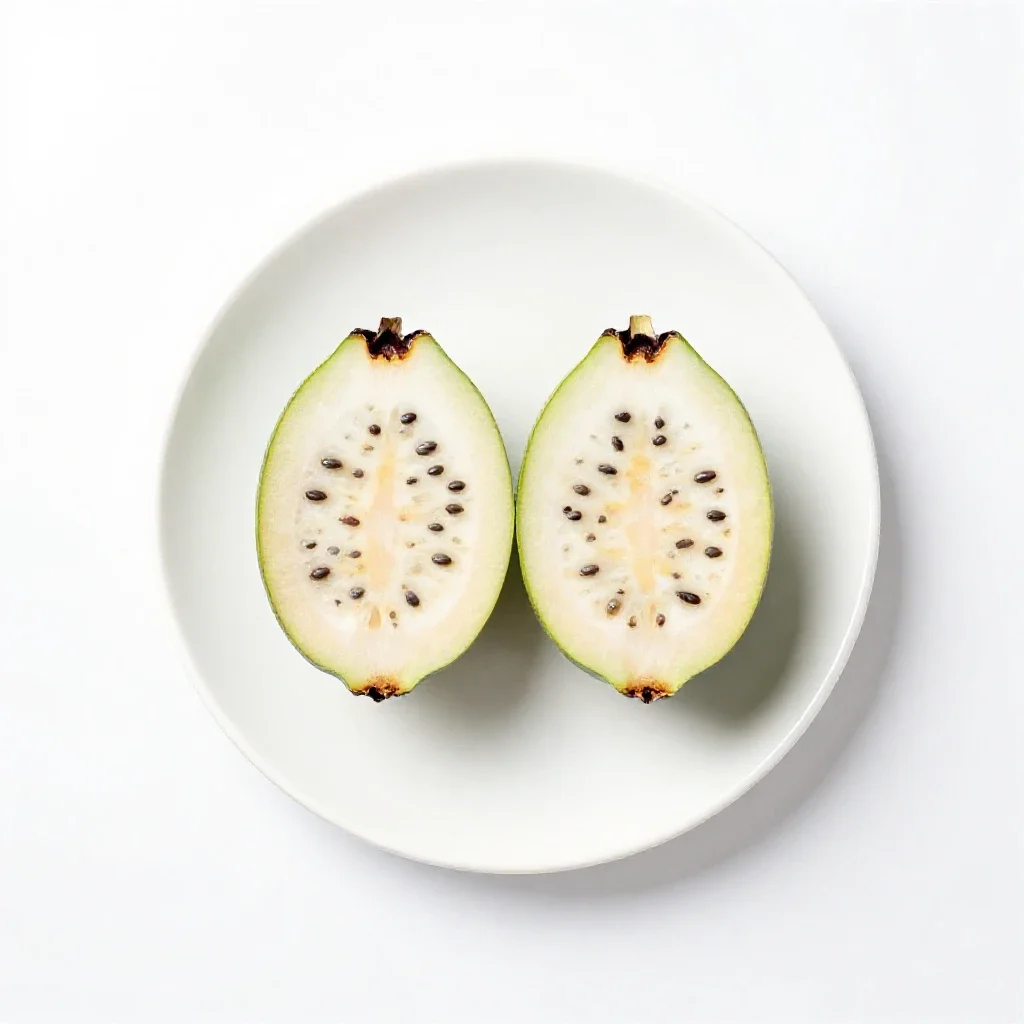 Feijoa cut in two isolated on a white background