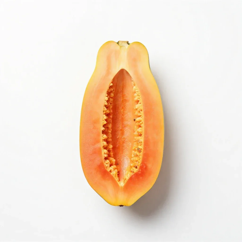 Papaya halved isolated on a white background