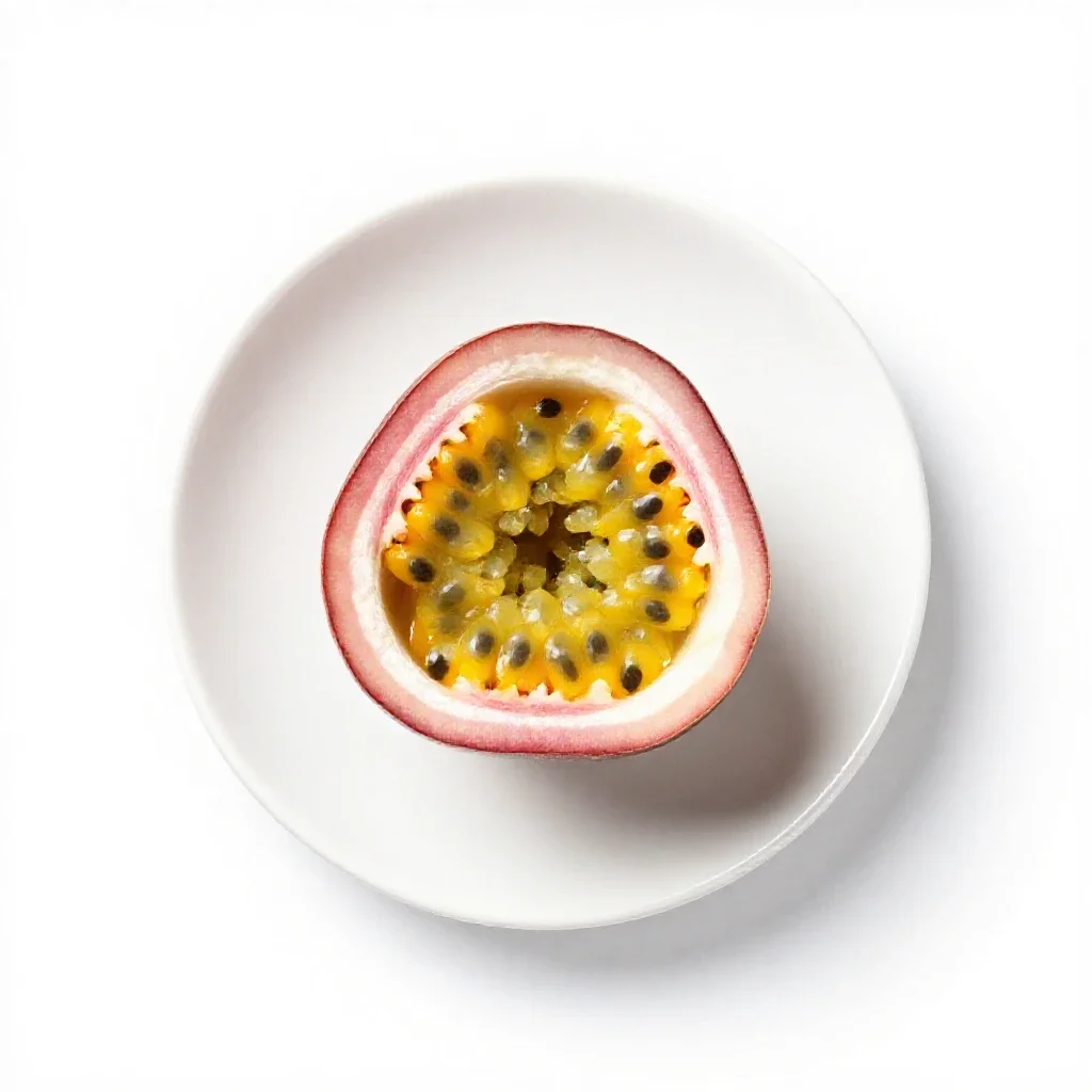 Passionfruit halved isolated on a white background