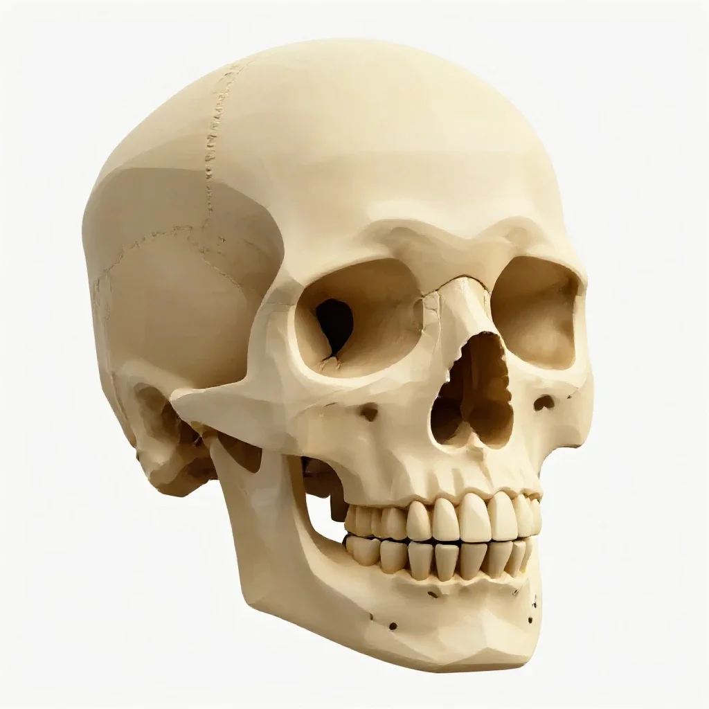 Human skull anatomical model isolated on a white background