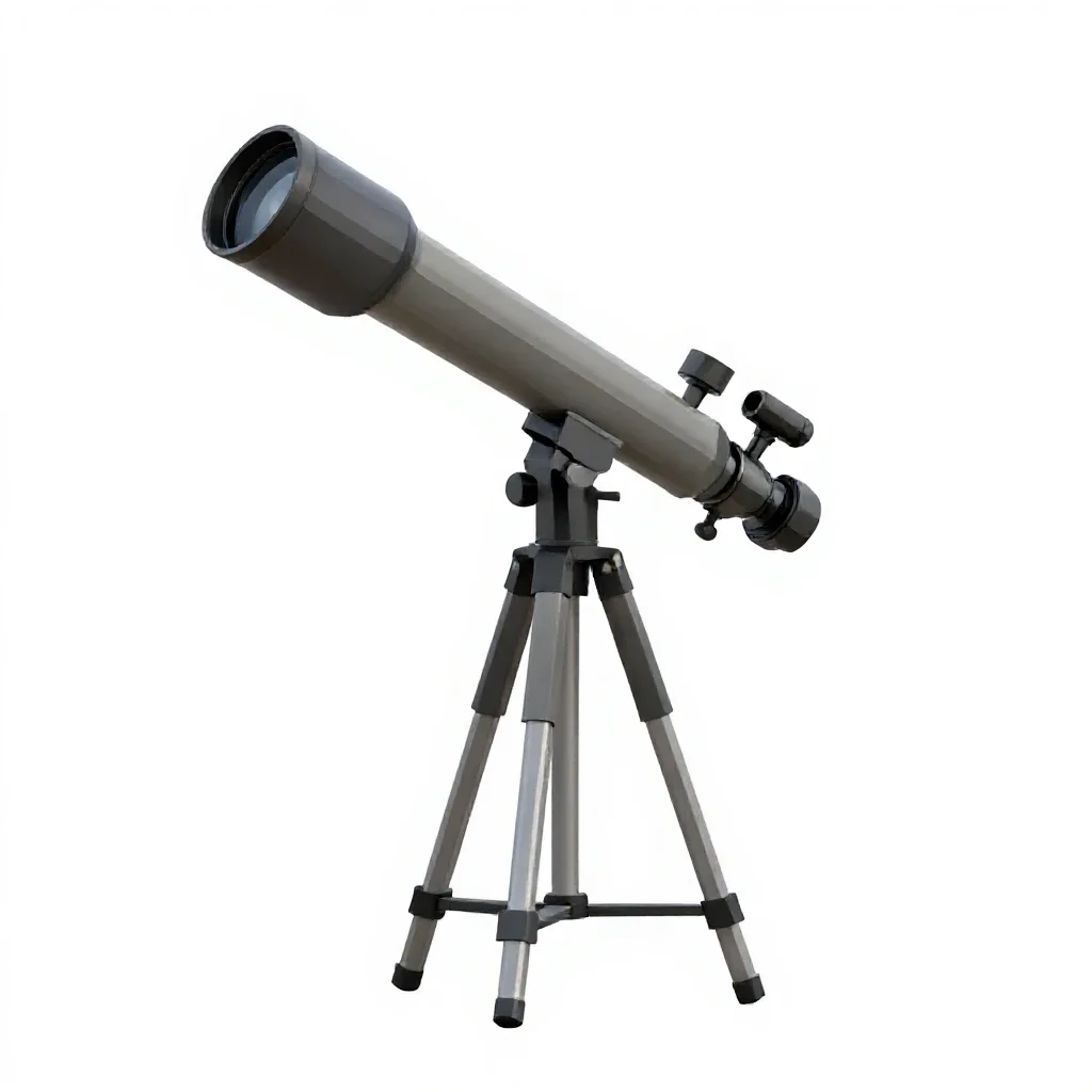 Refracting telescope isolated on a white background
