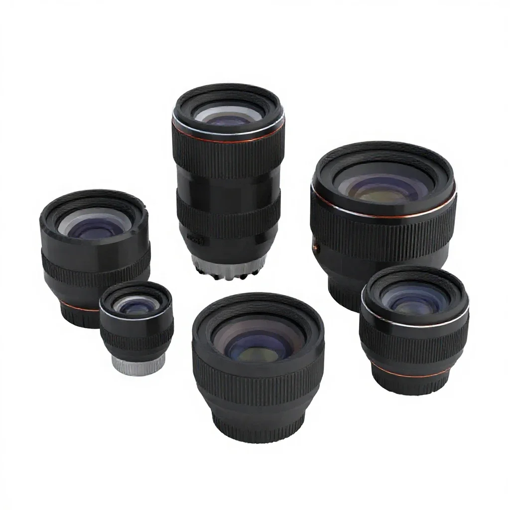 Set of lens elements isolated on a white background