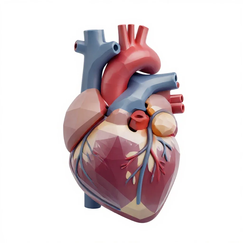 Anatomical heart model isolated on a white background